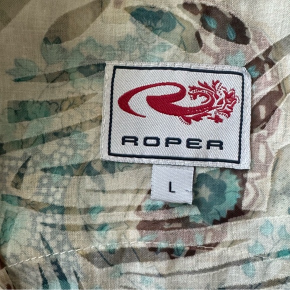 Roper pearl snap short sleeve blouse. Semi sheer print cut out cowgirl rodeo - Picture 6 of 8